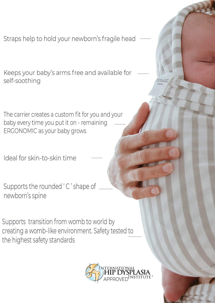 Key Features, benefits, Matthew Langille, print, printed, grey, dove, Fornessi wrap, modal, Fornessi, baby wrap, wrap carrier, baby sling, sling carrier, fabric wrap, fabric baby carrier, stylish, safe, practical, hip safe, baby accessory, baby carrier, baby accessories, accessories, baby, modal, soft, comfortable, the best baby wrap, the best baby carrier